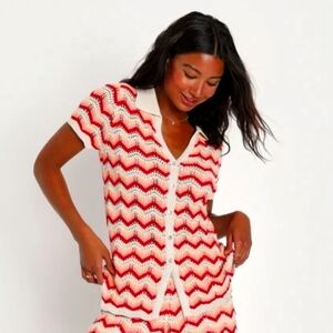 Lulu's Colorful Zig-Zag Crochet Top XS EUC